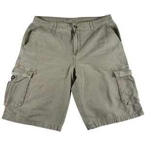 Buckle BKE Warren Athletic Fit Cargo Shorts Mens 36x24 Beige Cotton Flap Pockets